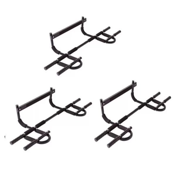 KMK Quality Iron Gym Total Upper Body Work Out Bar Set of 3 (Black