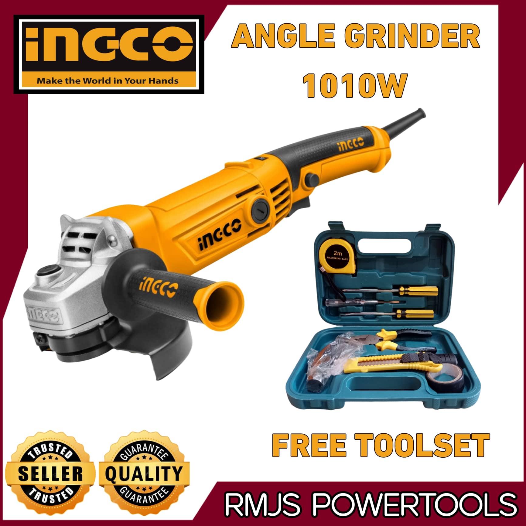 INGCO Angle Grinder 1010w AG101082 with FREE TOOL SET Lazada PH