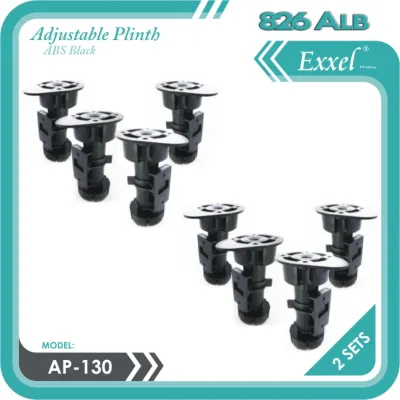 Adjustable Plinth Leg w/ Clip ABS Black 100-130mm height 2sets = 8pcs