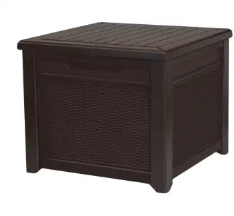 Authentic Keter 55 Gallon Resin Rattan Style Brown Outdoor Deck Box Table In One With Patio Furniture Cushion Storage Imported Lazada Ph