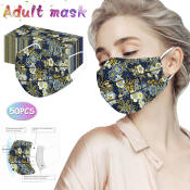 Charles Murray 50PC Disposable Print Face Masker Disposable Protection Industrial 3Ply Ear Loop