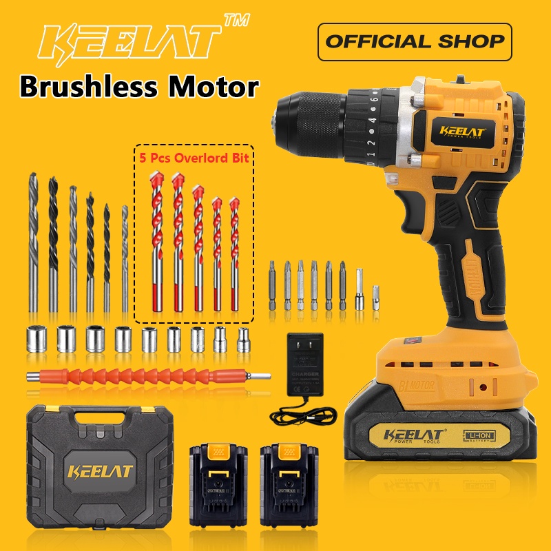 KEELAT Brushless Cordless Impact Drill 29 PCS Cordless Electric Impact