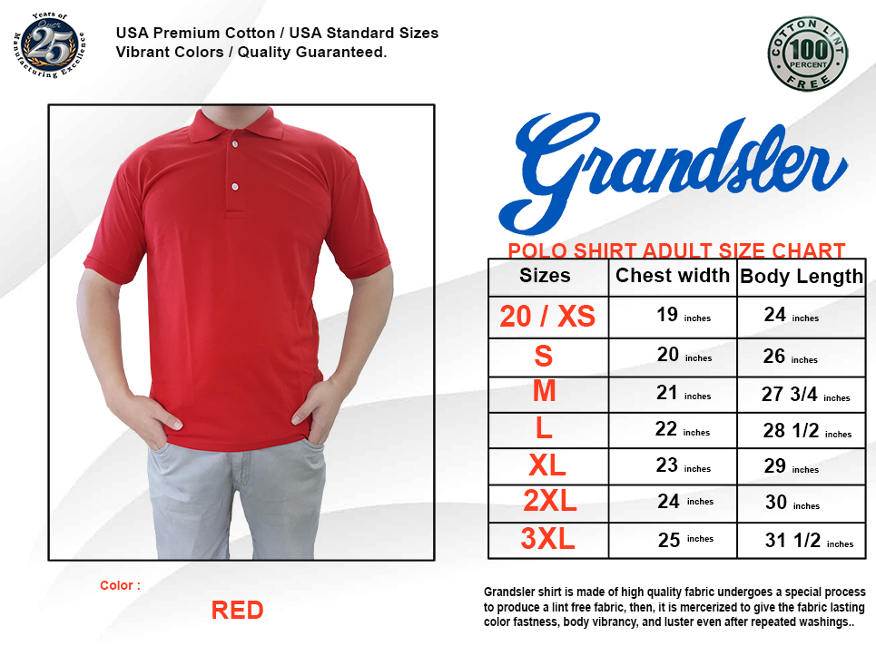 Grandsler Polo Shirt Size Chart ubicaciondepersonas.cdmx.gob.mx