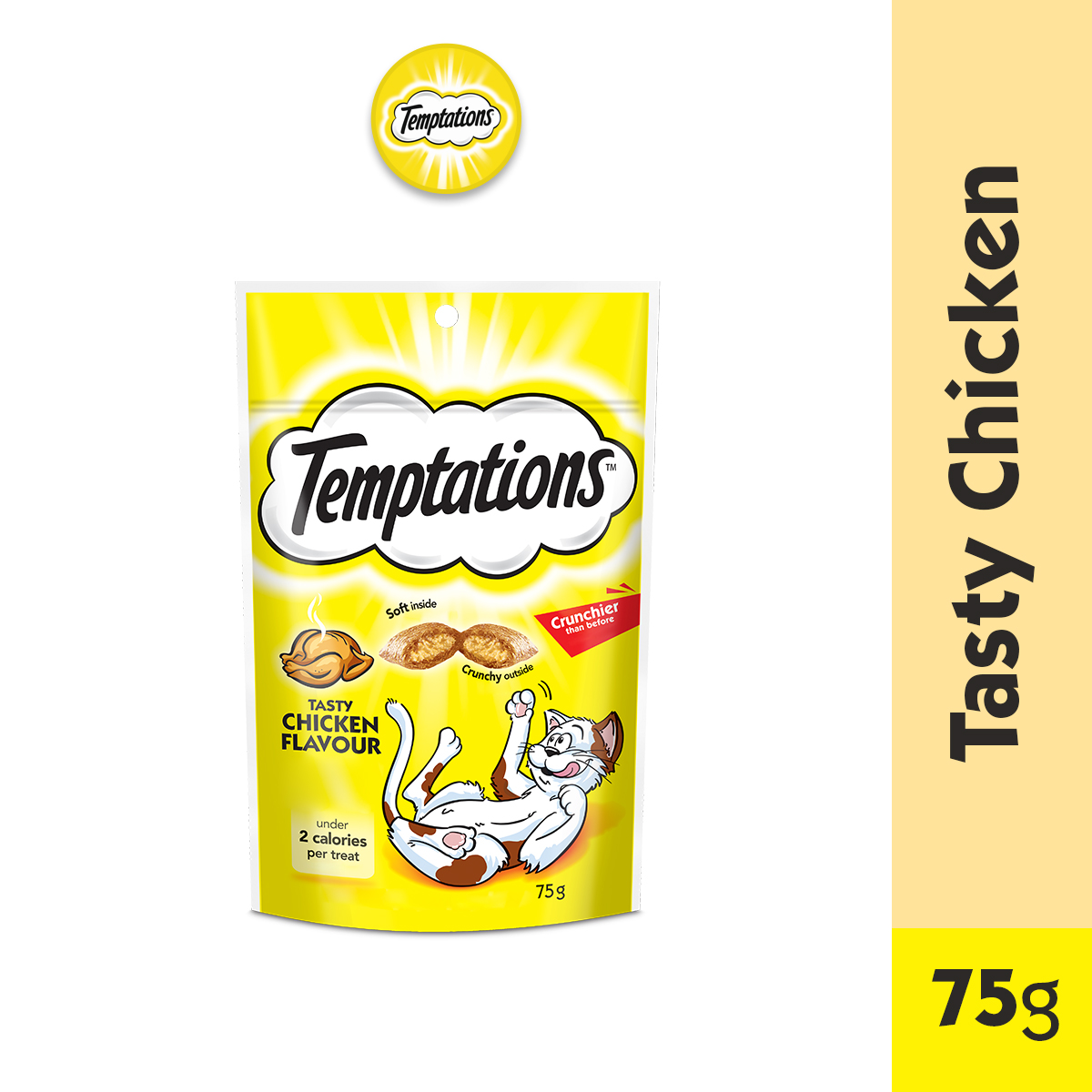 TEMPTATIONS Cat Treat, 75g. Treats for Cats in Tasty Chicken Flavor
