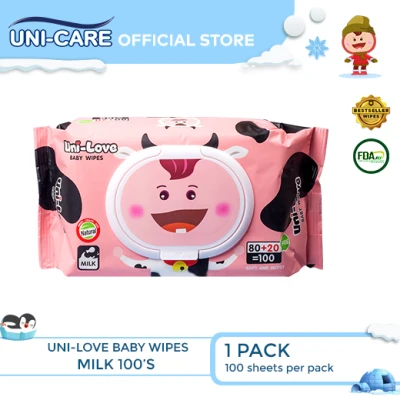 UniLove Milk Scent Baby Wipes 100's Pack of 1