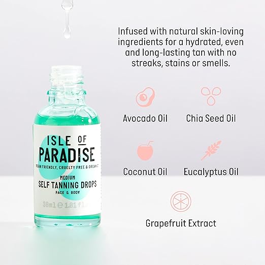 Isle of Paradise Self Tanning Drops - Color Correcting Self Tan Drops for  Gradual Glow, Vegan and Cruelty Free, 1.01 Fl Oz