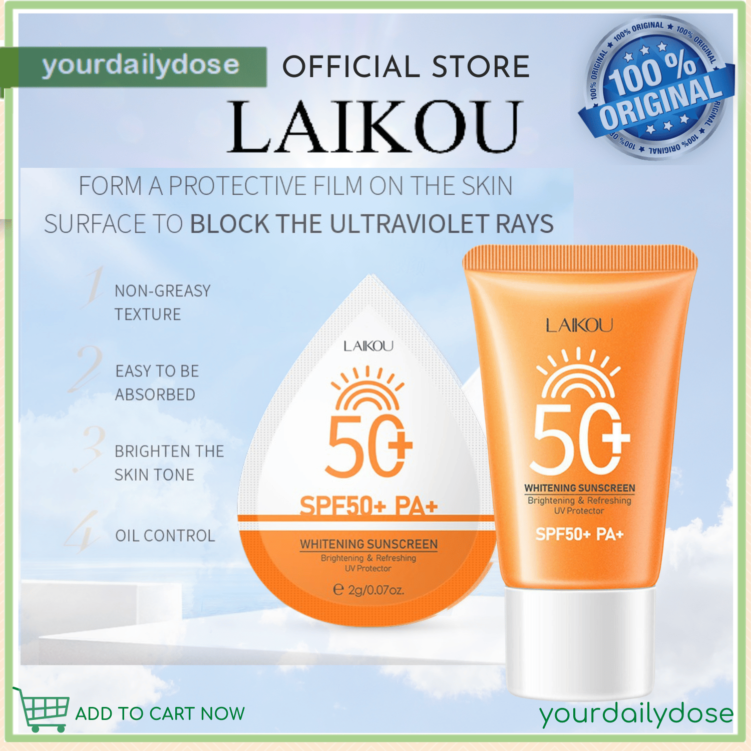 Laikou Whitening Face Sunscreen Waterproof Body Sunblock Cream Uv