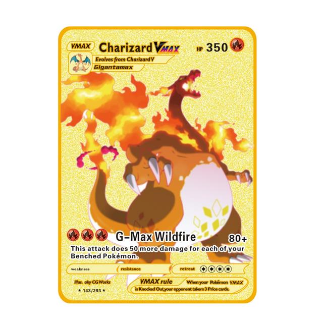 【CW】 Pokemon Gold Metal Card HP English Game Anime Battle Card ...