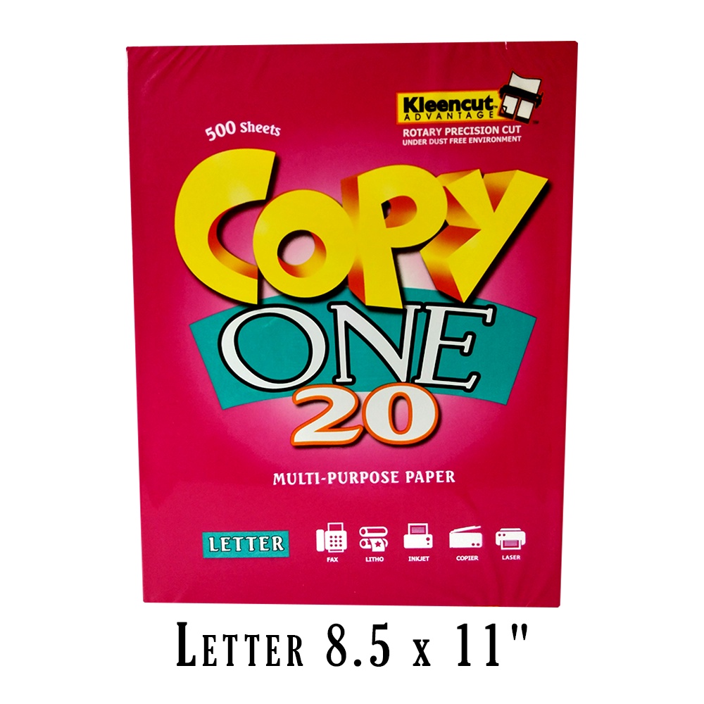 Copy One Bond Paper Letter Legal A4 Size Sub20 70gsm 500 Sheets Copier