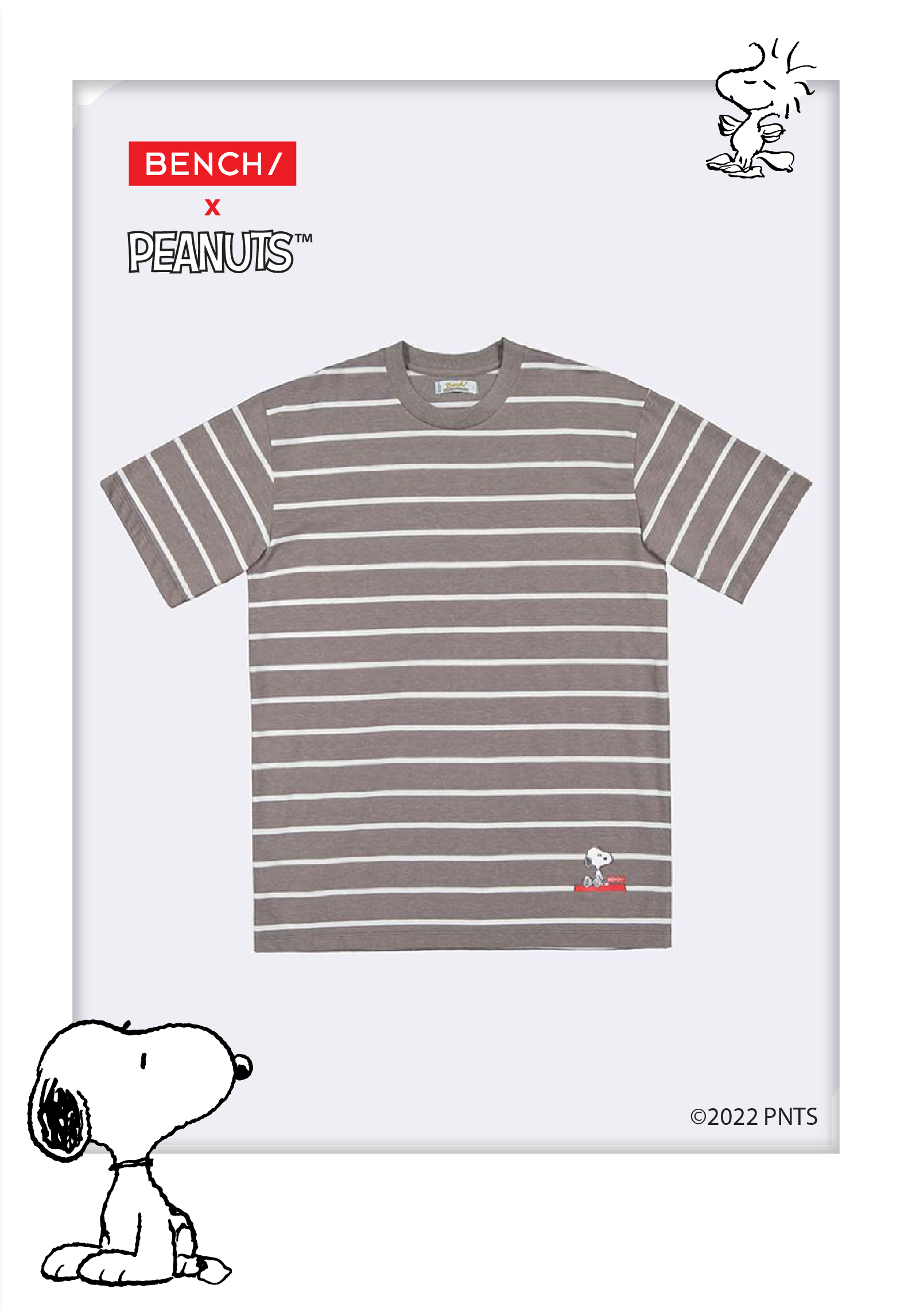 BENCH BOL0951 Bench x Peanuts Men's Striped Tee Lazada PH