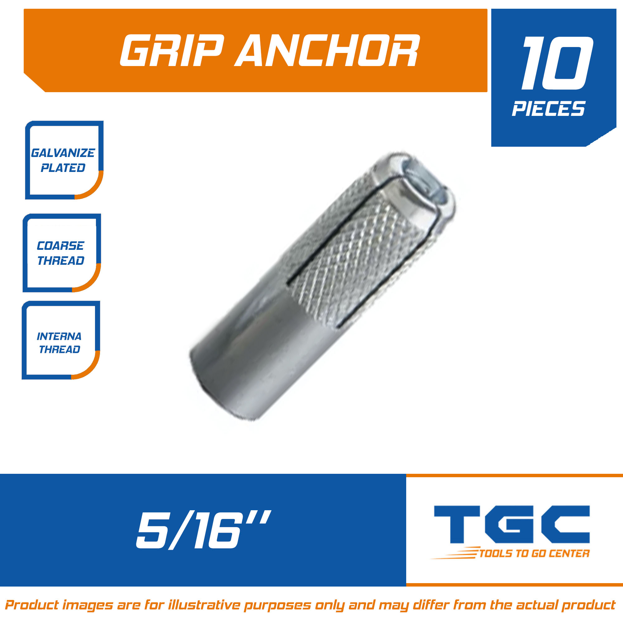 10PCS Grip Anchor 5/16 TGC Drop in Anchor or Expansion Anchor Lazada PH