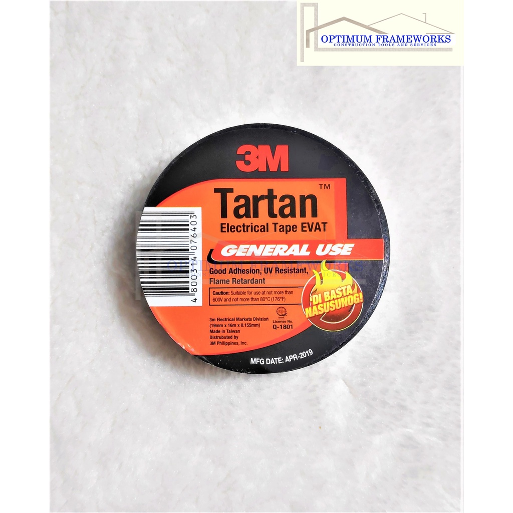 3M Tartan Electrical Tape 19mm x 16m x 0.155mm (Black) Lazada PH