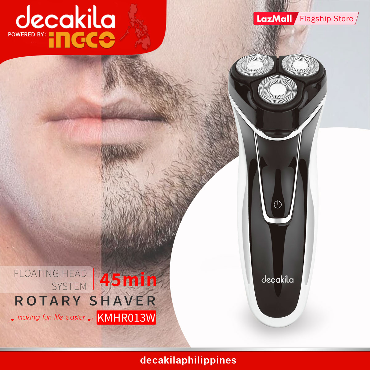 Decakila by INGCO KMHR013W Rotary Shaver Beard Moustache Trimmer Shaver