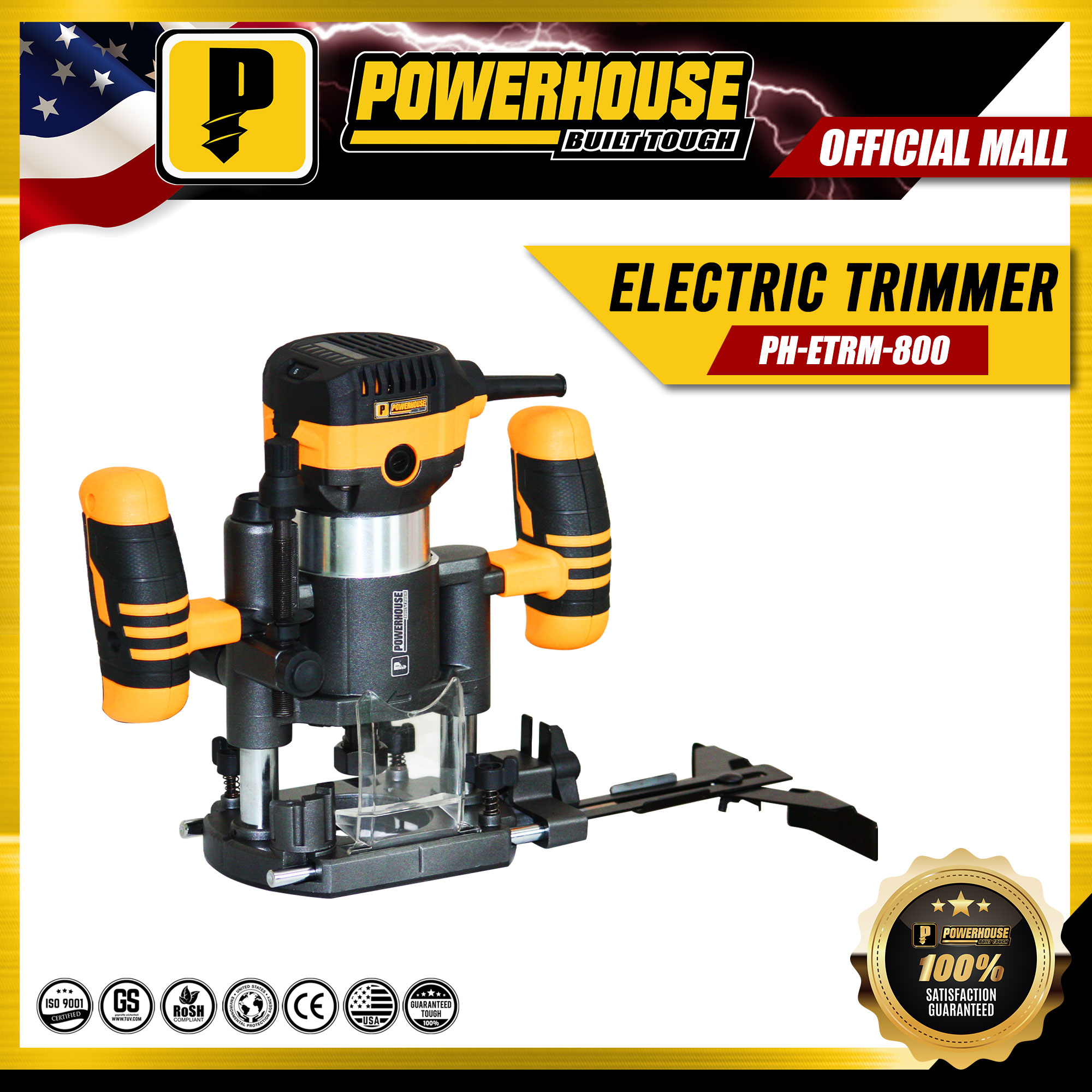 Powerhouse 2in1 Electric Trimmer With Plunge Router Base PHETRM800