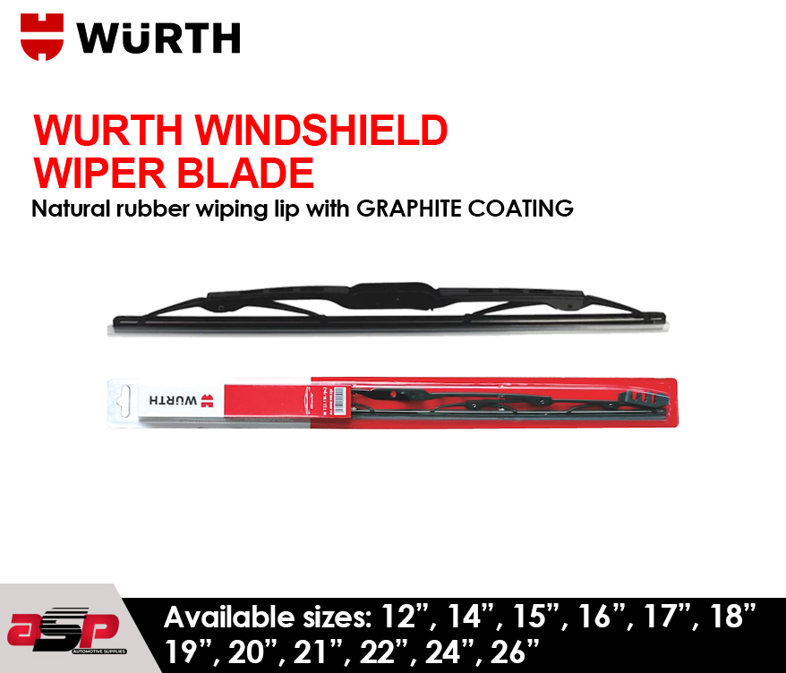 Wurth Wiper Blade with GRAPHITE COATING Available sizes 12”, 14”, 15