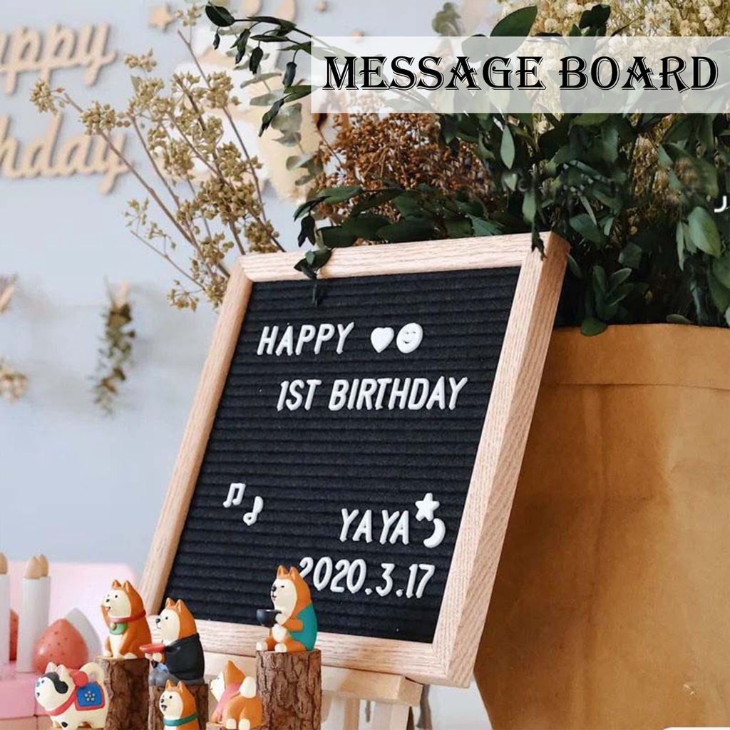 Letter Board Wooden Felt Frame Changeable Message Symbols Home Office Creative 