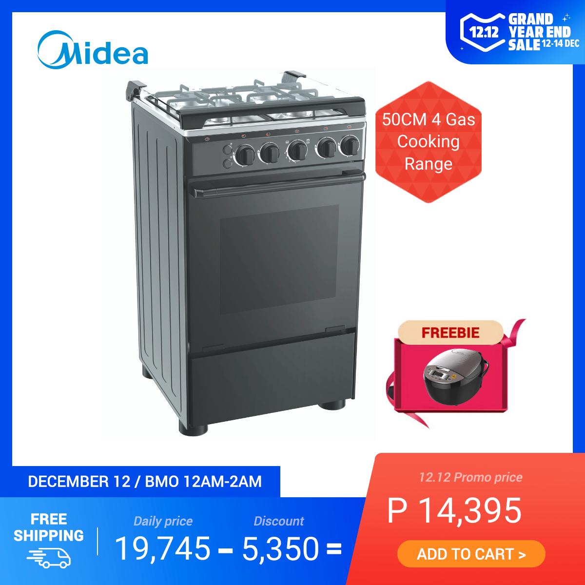 Midea 50CM Black 4 Gas Burner Cooking Range Appliances on Sale with Free 1.8L Digital Multi Cooker / Rice Cooker (FP-63GSR050MMGO-B1)