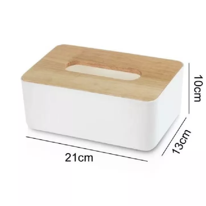 MAX PH Bamboo Tissue Holder Minimalist Wooden Lid Plastic Tissue Box