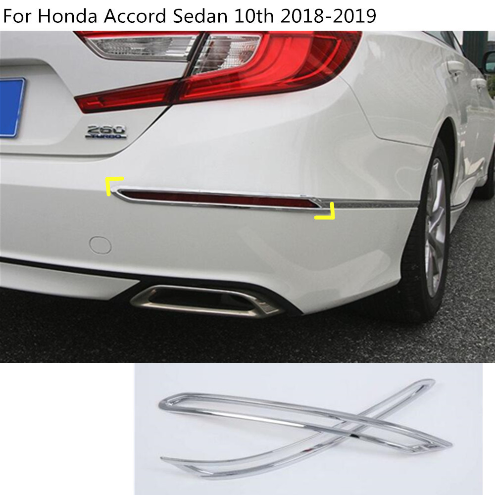 2PCS Chrome Rear Fog Light Tail Lamp Cover Trim For 2018 2019 Honda Accord Sedan