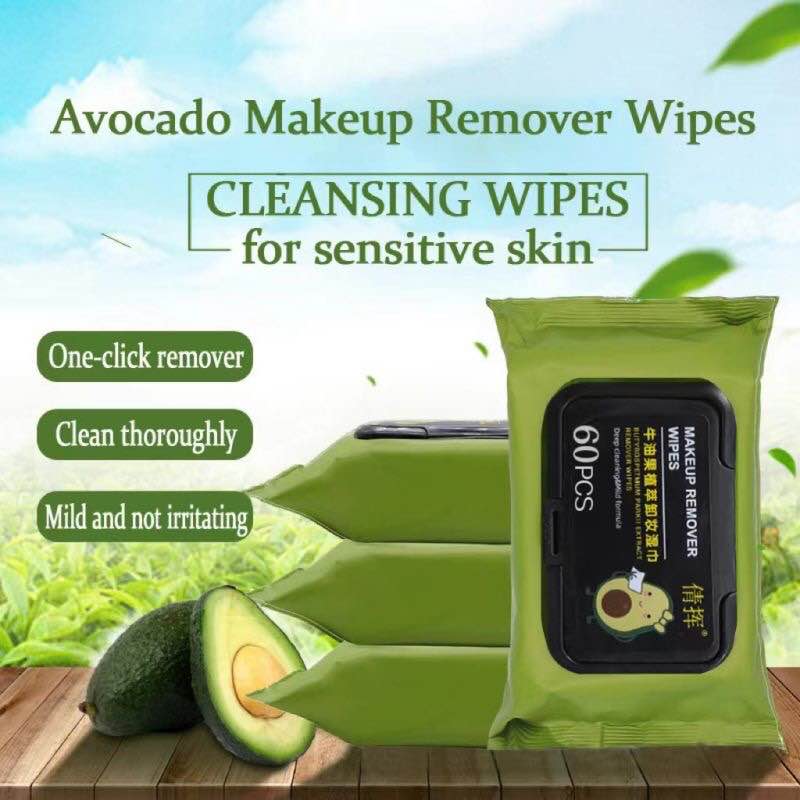 (80 pieces/1 pack) Disposable Avocado Makeup Remover Wipe for Deep