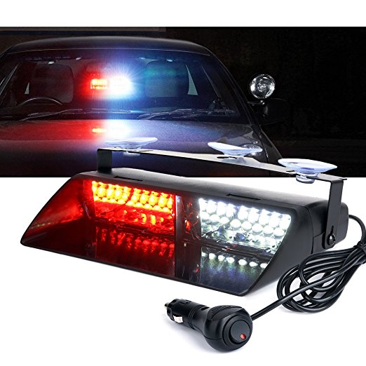 16 Flashing Modes 12W Bright LED Strobe Lighting for Police Volunteer EMT WOWTOU Emergency Light Red White EMS Vehicle Dash Deck Windshield 