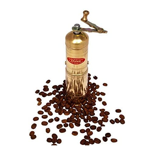 7" Handmade Manual Brass Coffee Mill Grinder Sozen, Portable Conical
