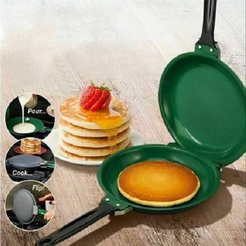 7.6in Double Side Pancake Pan, Non-stick Flip Egg Frying Pan Omlette Maker  Skillet for Gas Stove