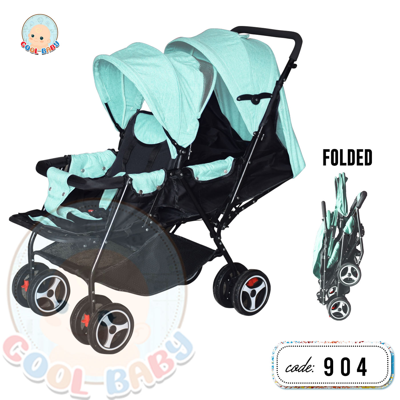 Cool Baby 904 Baby Twin Stroller Tandem Stroller Double Baby Stroller