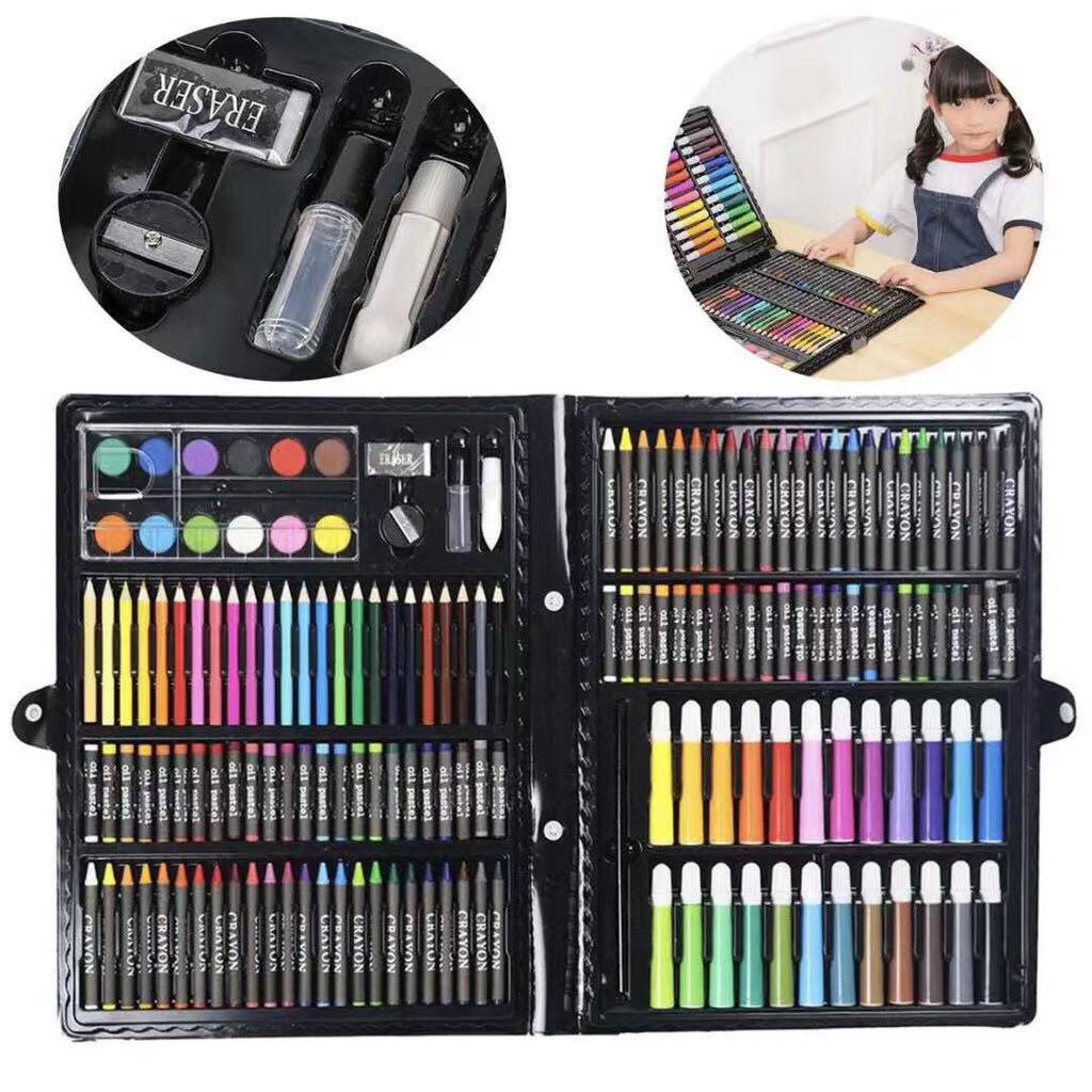 Cheska Olshoppe - 😘Super Mega Art Set 168 pcs coloring set may  watercolors, color pencils, crayons, coloring markers, tahar, eraser at iba  pa.. sulit ka dito mommy, malaki po ang case nia