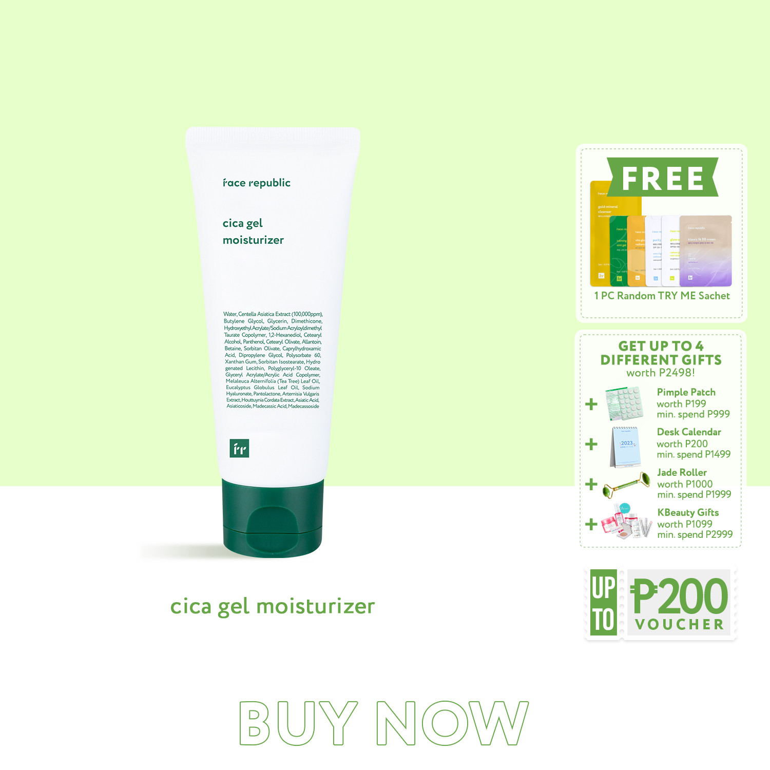 Face Republic CICA Gel Moisturizer 50mL [ Oily, Sensitive Skin, Acne