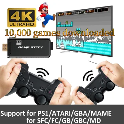[Local Stock]4K TV Retro Video Game Console With 2.4G Wireless Double Controller 10000 Classic Games for PS1/GBA/CPS Family TV Game Console