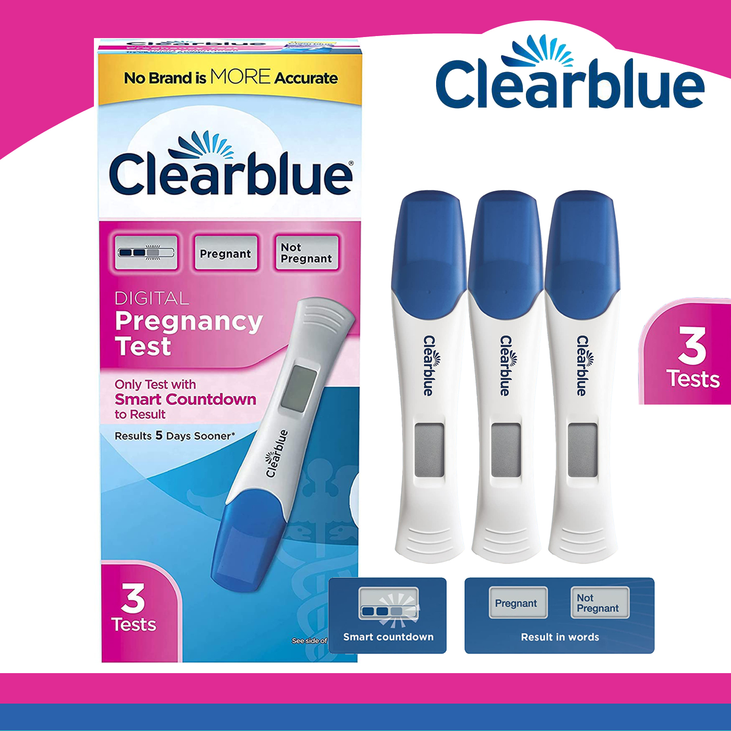 Clearblue Digital Pregnancy Test With Smart Countdown 3 Tests America