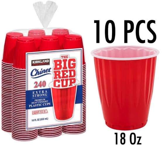 Big Red Cup 18oz for Beer Pong Party Plastic Cup 10pcs