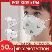 Zocn 50PCS 4Ply KF94 for Kids Cartoon Korean Version Face Mask Washable pm2.5 Reusable Protective Black Face Shields K N 95 Black Mask prevention Cartoon Black 3D KF94 kn955 n955