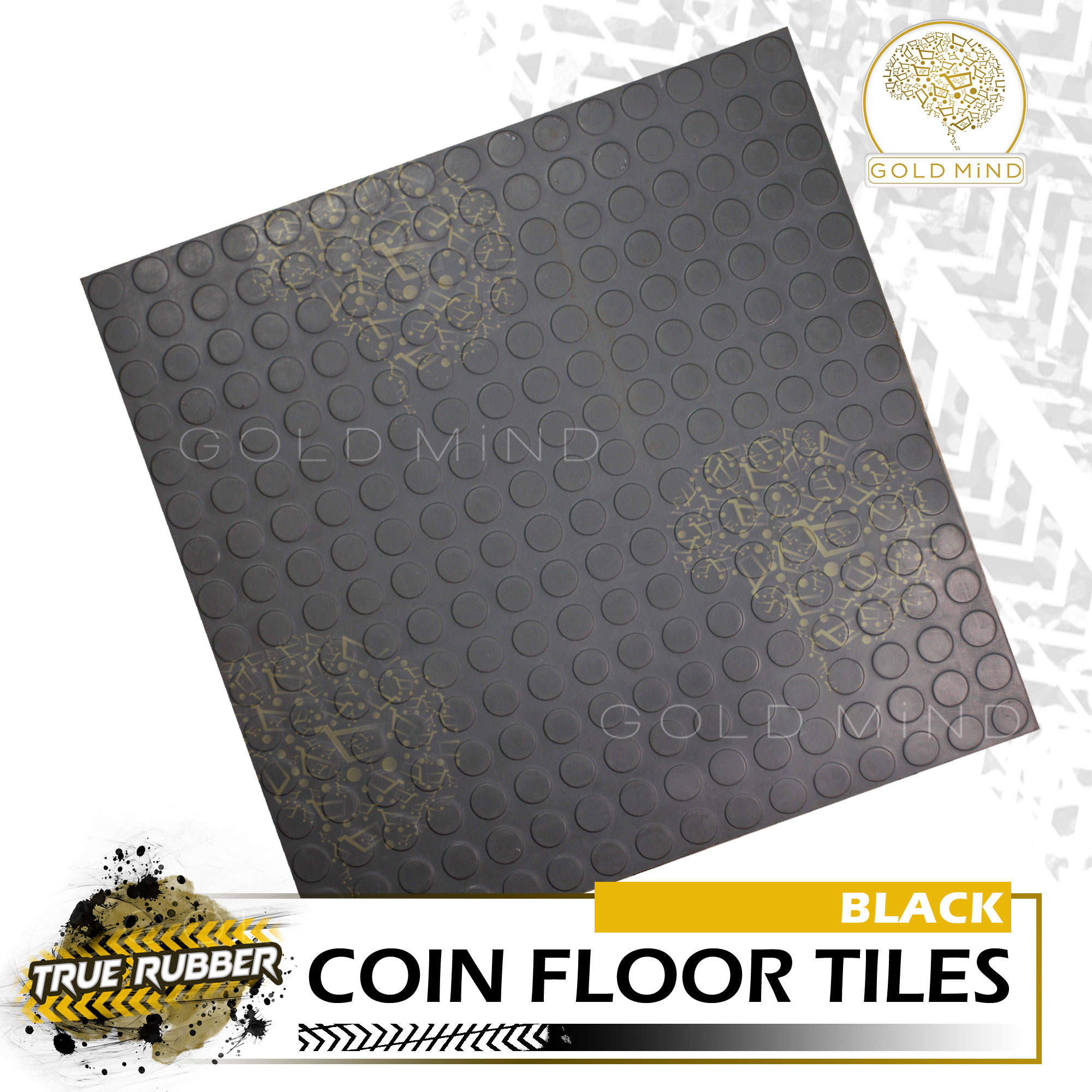 3mm to 4mm Thick 50cm x 50cm High Quality Round Stud Rubber Coin Floor Tiles Matting (3 Colors
