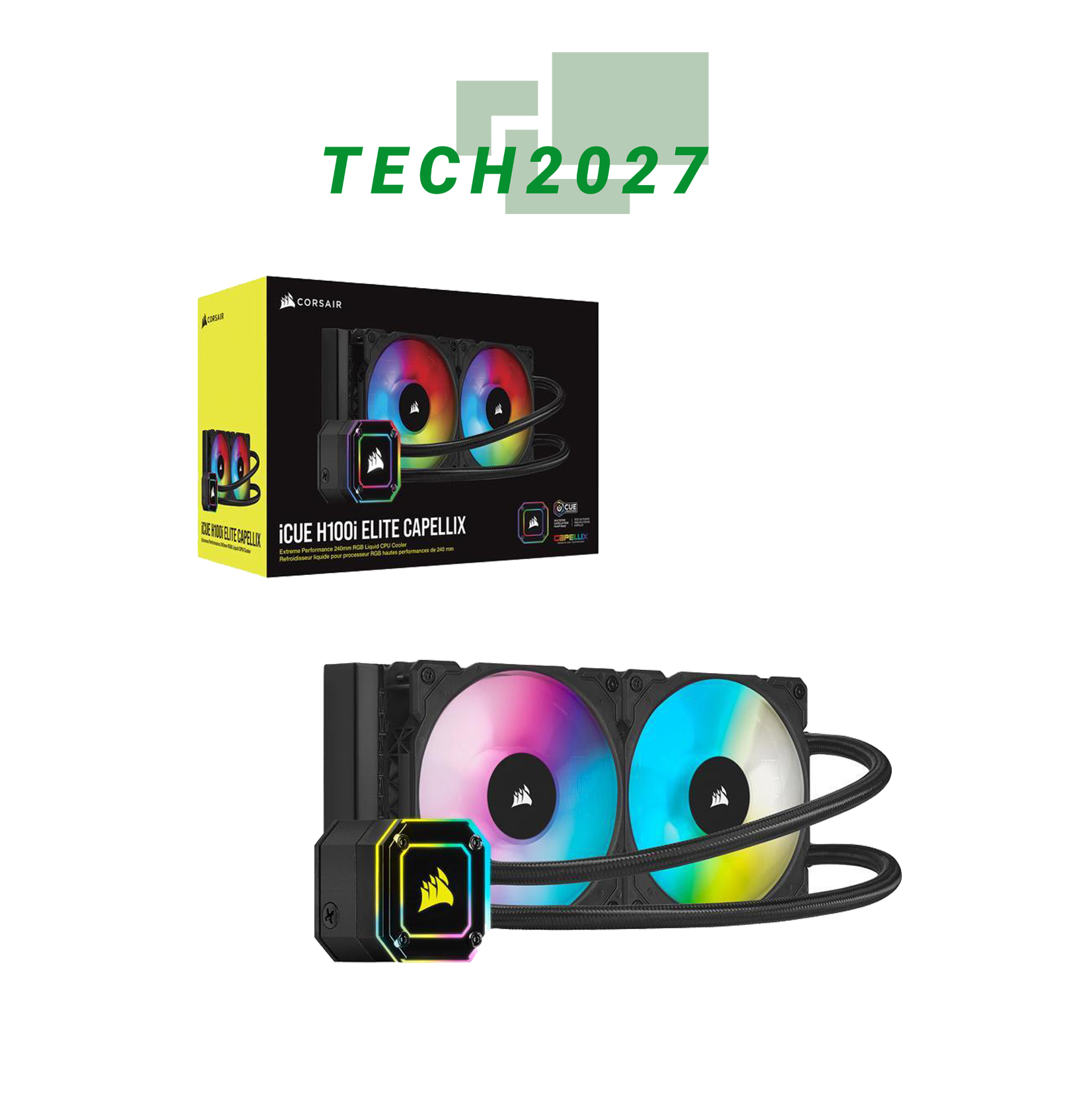 CORSAIR ICUE H100i ELITE CAPELLIX WHITE, 240mm Radiator, Liquid CPU