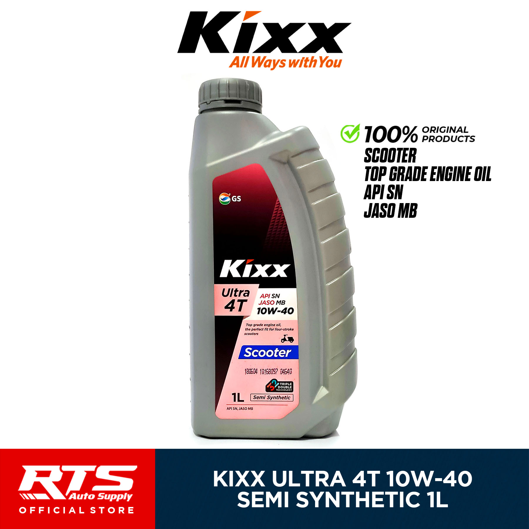 KIXX Ultra 4T 10w40 JASO MB Semi Synthetic Scooter engine oil 1 Liter