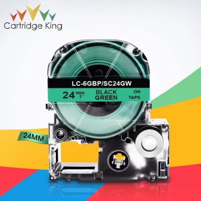 Black on Green SC24GW LC-6GBP 1" 24mm Label Tape Printer Ribbon for Epson King Jim LW-700 LW-700 LW-900P LW-1000P Label Maker
