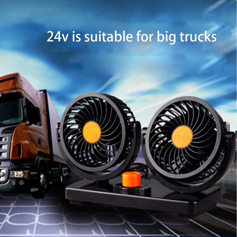 12/24V Double Headed Car Fan 360 Degrees Vehicle Electronic Jeep Fan
