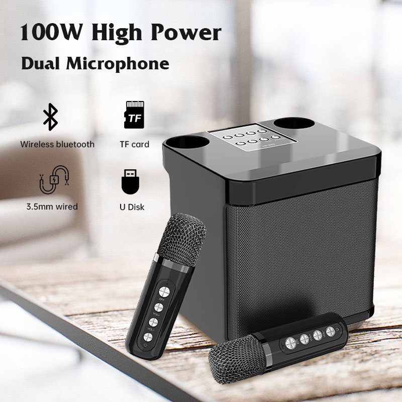 YS 203 Dual Microphone Wireless Karaoke Speaker Portable Professional