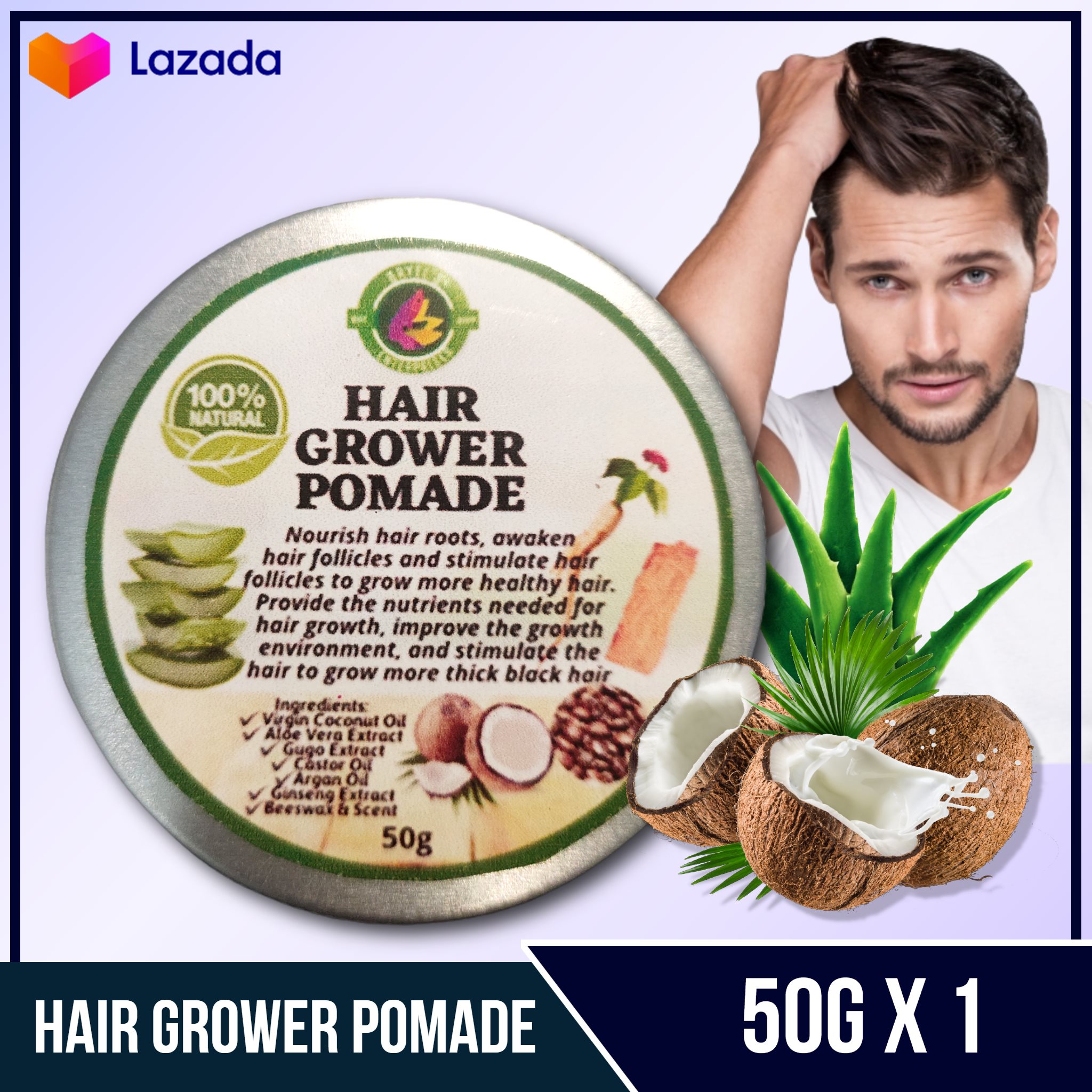 original HAIR GROWER POMADE 50g all natural For Men And Women wax