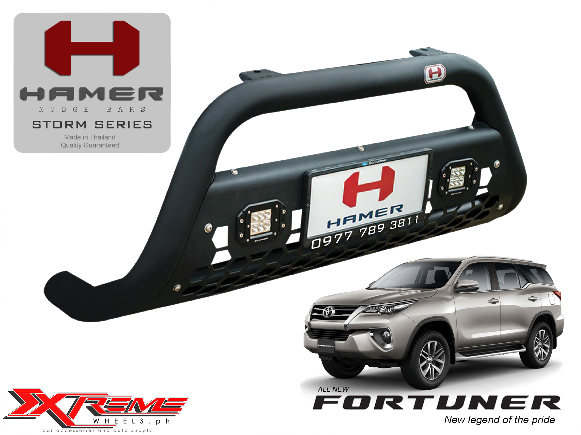 Toyota FORTUNER G V Q GRS 2016 2025 With LED HAMER NUDGE BAR BULL 