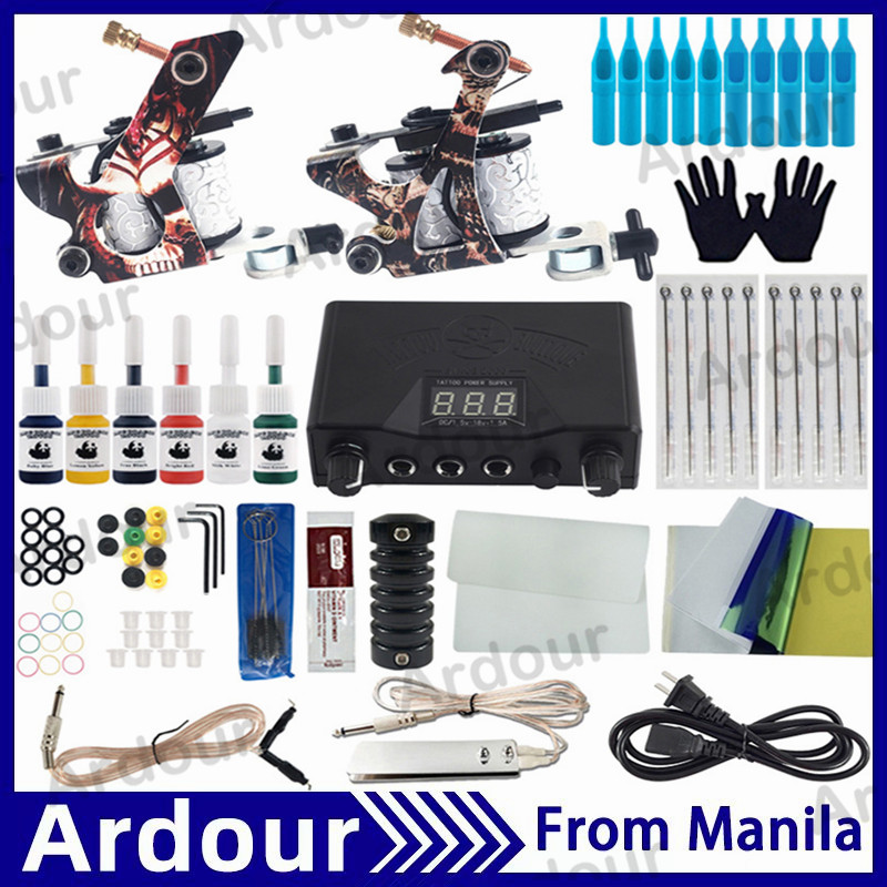Ardour Tattoo Complete Beginner Tattoo Kit 2 Machine G*uns 6 Colors Inks  Power Supply Needle Grips Tips Tatto Accessories | Lazada PH
