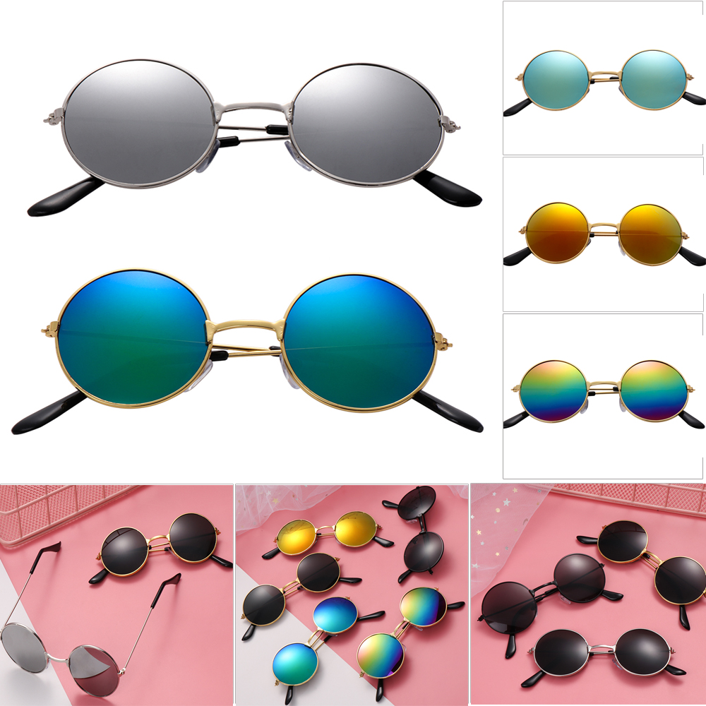 NIAOJIU 1pc Cute Fashion Color Film Streetwear Trend Reflective Retro Children Sunglasses Eyewear Round Sun Glasses