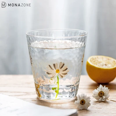 MONAZONE Daisy Glass Cup Highball Glass Heat-resistant Water Cup Juice Milk Cup Glassware