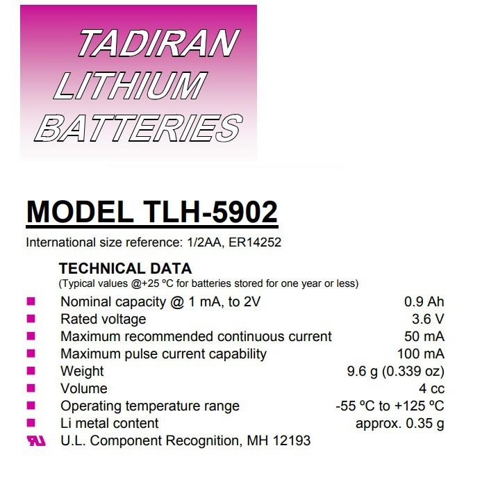 Tadiran Tlh 5902 Battery 12aa Lithium Batteries 36v Non Rechargeable Tadiran Tlh 5902s Tl 4749