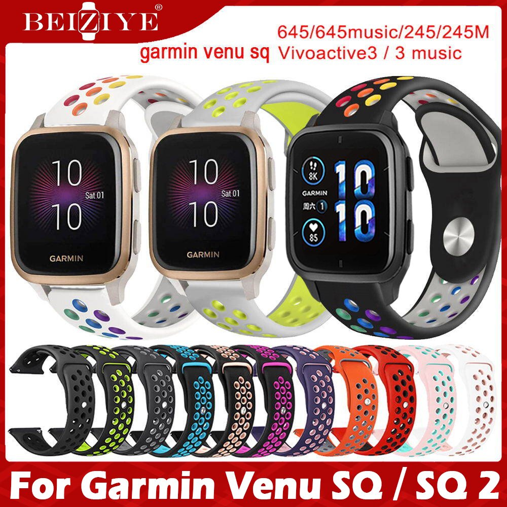 Dây đeo đồng hồ silicon cho garmin venu sq sq 2strap cho garmin forerunner 645/645music / 245 / 245m / vivoactive3 / 3 music / vivomove hr dây đeo đồng hồ thông minh cho garmin venu sq music strap