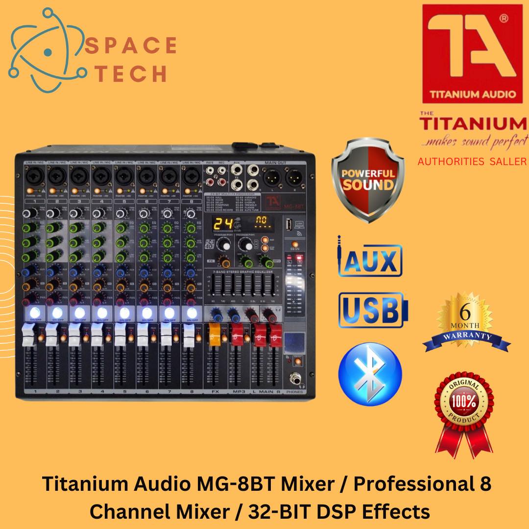 Titanium Audio MG8BT Mixer / Professional 8 Channel Mixer / 32BIT DSP