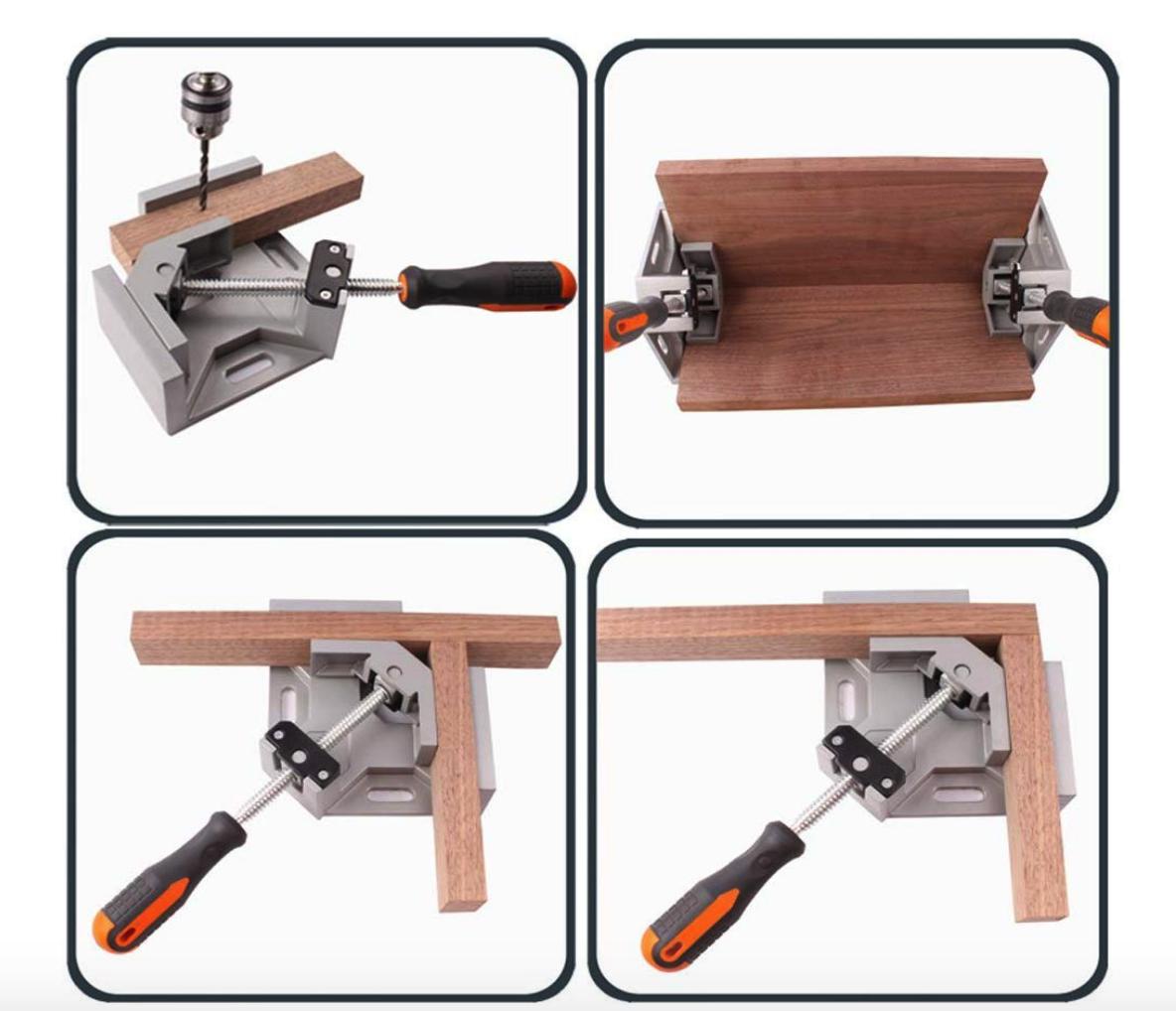 Welding 90 Degree Right Angle Clamp Adjustable Swing Jaw Vise for Woodworking Drilling Corner Clamp with Aluminum Alloy Body Doweling