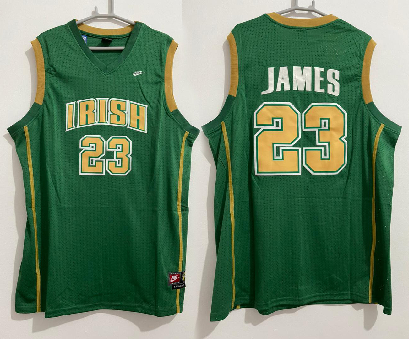 Original NCAA Normal Embroiery Notre Dame Fighting Irish 23 Lebron James  Green Basketball Men Jersey